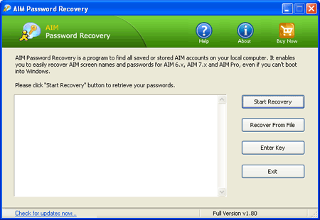 AIM Password Recovery screen shot