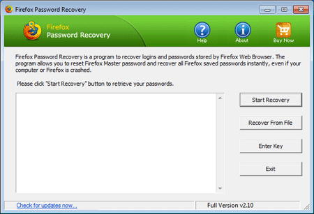 Click to view Firefox Password Recovery 1.9 screenshot