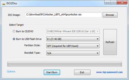 Create a bootable PCUnlocker USB drive