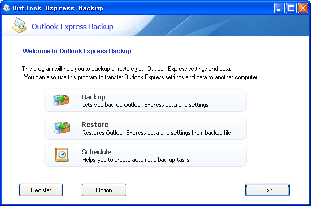 Click to view Outlook Express Backup 2009 screenshot