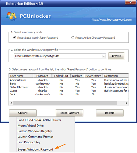 Bypass Windows Password