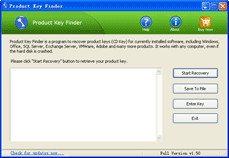 Click to view Product Key Finder 1.5 screenshot