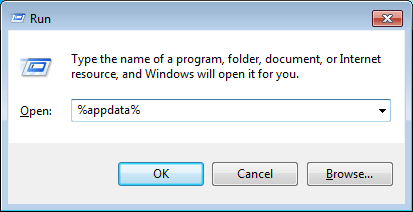 Open AppData folder from the Run box