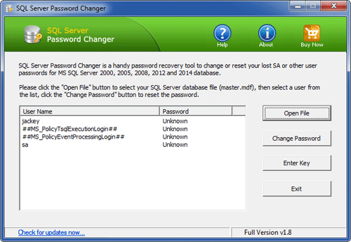 SQL Server Password Changer screen shot
