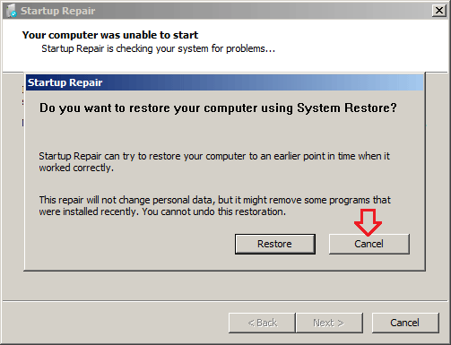Windows Your Computer Was Unable To Start Vista