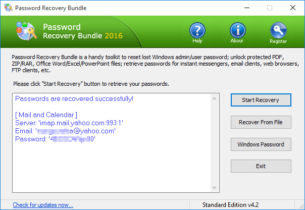 recover email passwords in Windows 10 Mail app