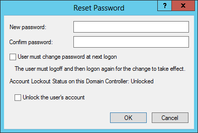 Enter new domain administrator password