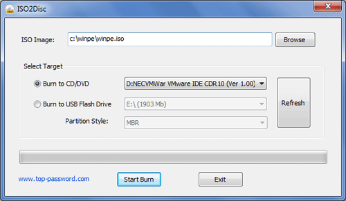 Burn Windows PE ISO Image to CD/DVD or USB flash drive
