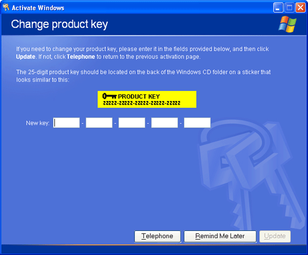 disable windows xp activation reminder