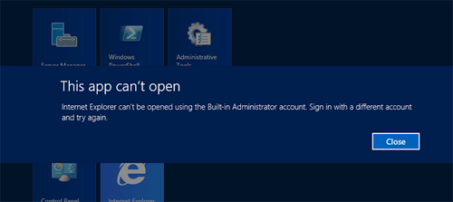 modern app can't be opened with built-in administrator account