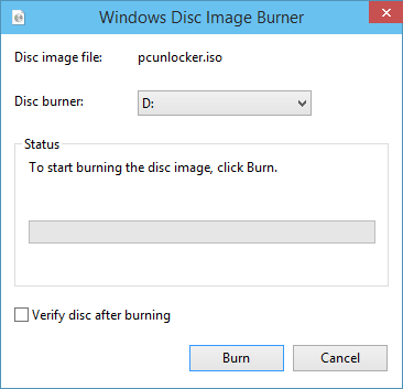 hur man bränner en bild till disk i Windows 7