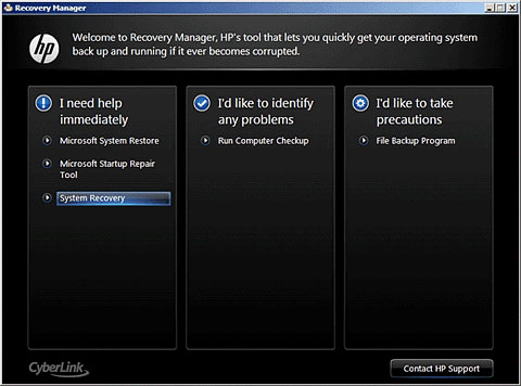 hp recovery disk creator reset