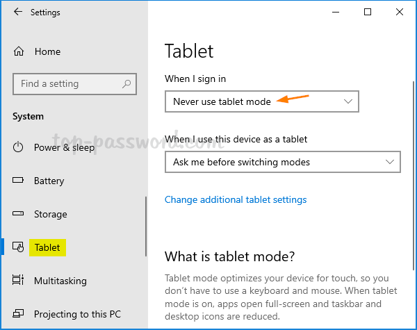 Disable Tablet Mode | Password Recovery