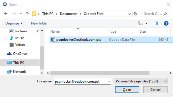 select-outlook-pst-file