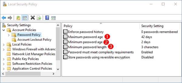ställ in policy för starkt lösenord nära Windows xp