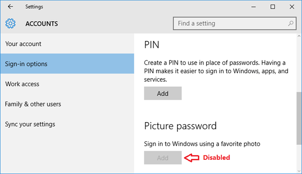 2 Options To Disable Picture Password Sign In In Windows 10 8 Password Recovery