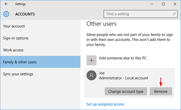 how To Remove Other User Account In Windows 10