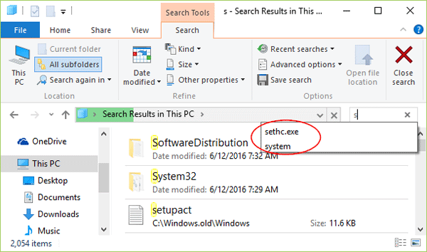 Suchergebnisse in Windows 8