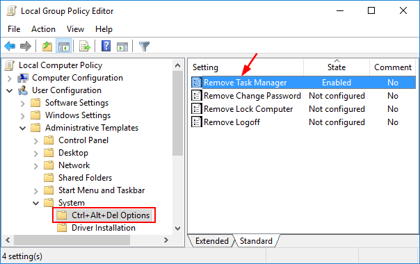 enable task manager without gpedit