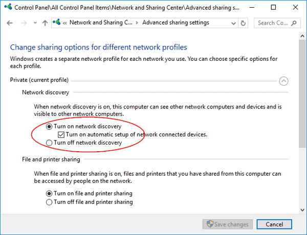 how to turn on network sharing