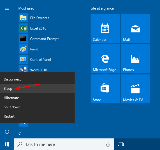 screen not sleeping windows 10