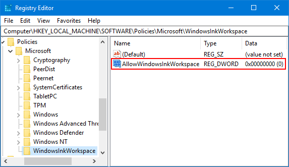 AllowWindowsInkWorkspace
