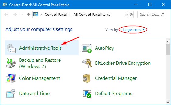 windows 10 administrative tools missing