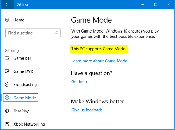 how to turn on windows game mode