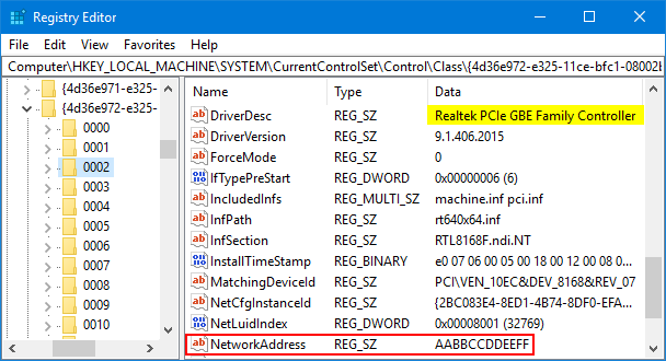 how to see change mac address windows 7