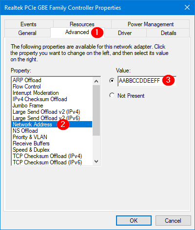 hp printer mac address example