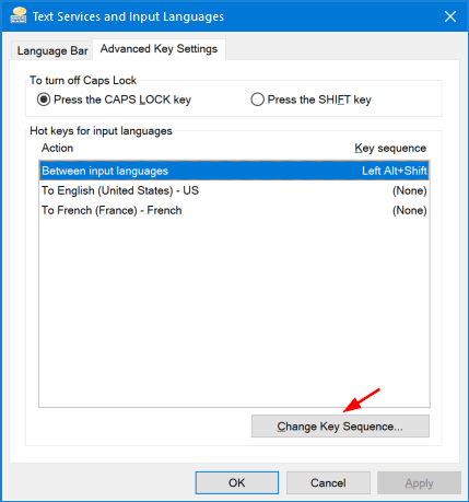 change keyboard language windows 10 french to english