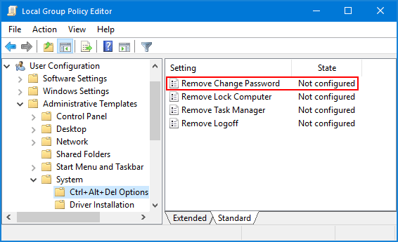 How to Disable Change Password Option from the CTRL + ALT + DEL Screen