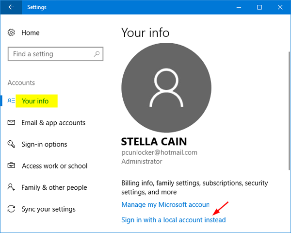 delete skype account info on windows 10