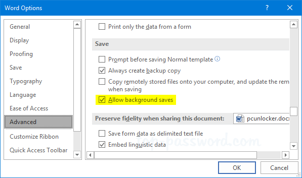 how to turn on autosave in word 2010