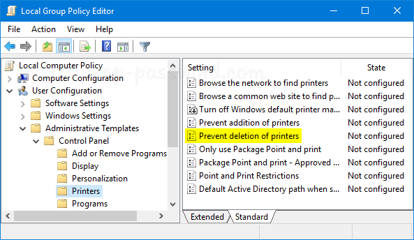 Prevent Users from Removing Printers in Windows 10 / 8 / 7 Password Recovery