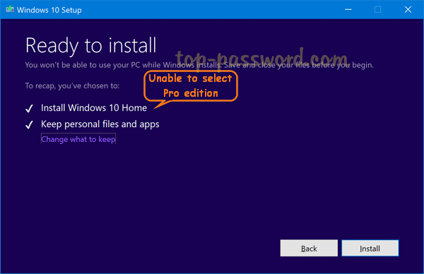 can use a windows pro iso to install a home edition