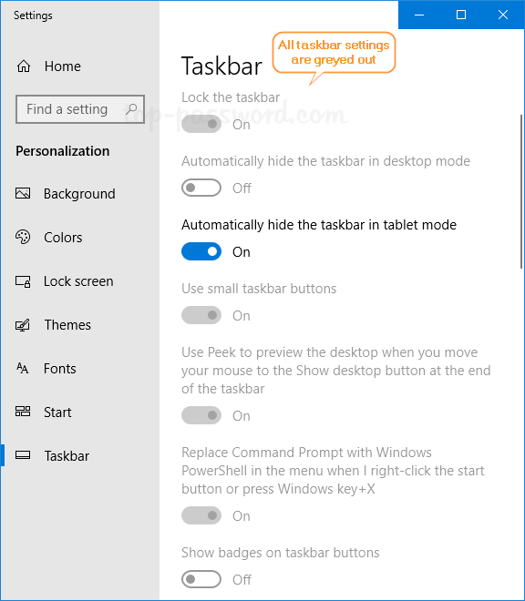 How To Disable Or Lock All Taskbar Settings In Windows 10 Password Recovery