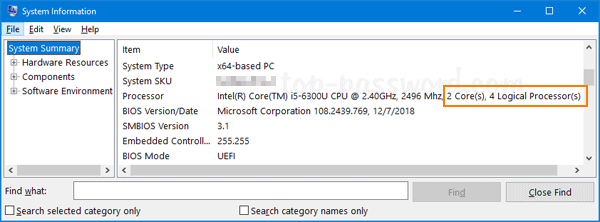 windows number of processors