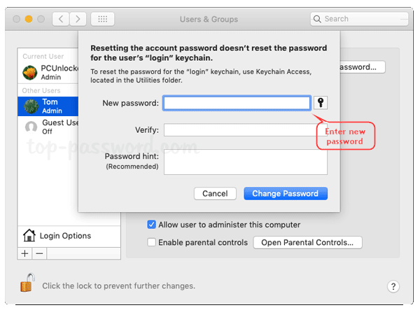 using os disk to change mac password