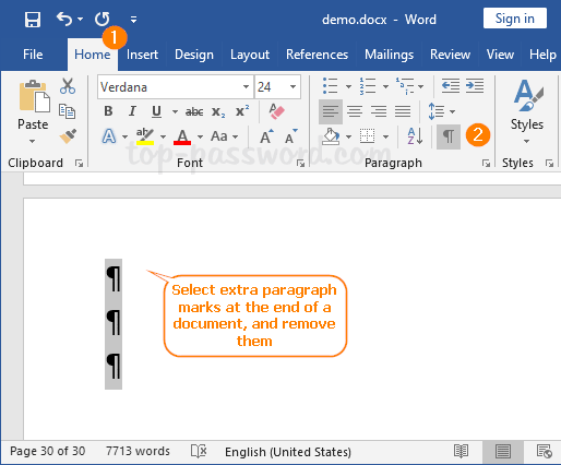 ms word delete page