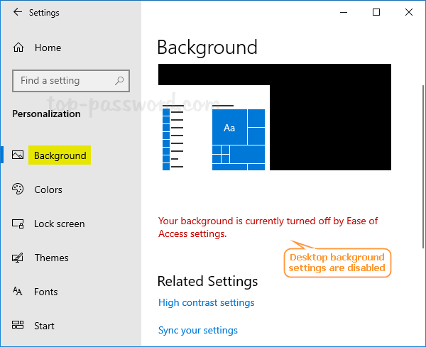 Your Background Is Currently Turned Off By Ease Of Access Settings |  Password Recovery