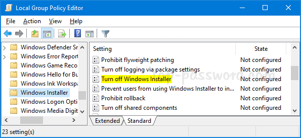 how to off the windows installer windows 7