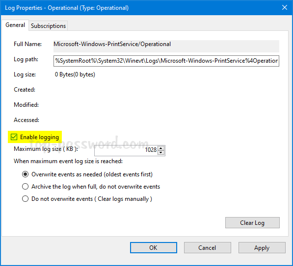 kulstof faktureres indsats How to Enable Print Logging in Windows 10 and Windows Server 2012 Password  Recovery | Password Recovery