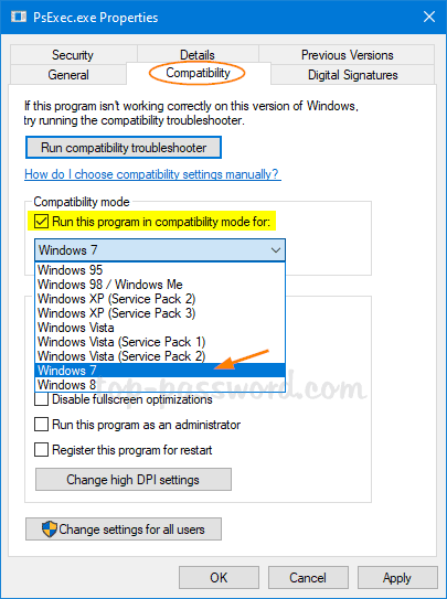xp compatibility mode in windows 8