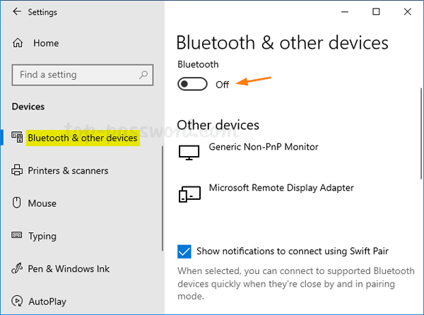 windows 10 turn bluetooth off