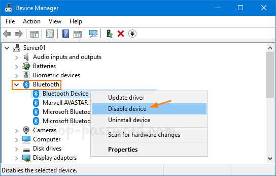 how to turn off bluetooth windows 10