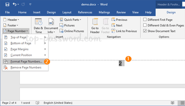 microsoft word page 1 of 2 footer 2012