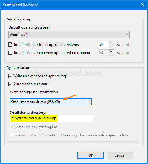 comment configurer Windows 2 pour créer un minidump