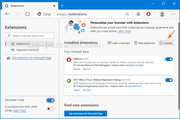 How to Update Extensions (add-ons) for Microsoft Edge | Password Recovery
