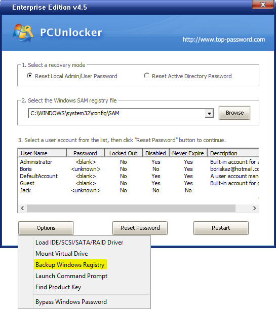 Kde jsou soubory SAM v systému Windows 10?